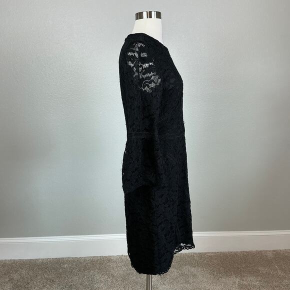 Adrianna Papell Lace Long Sleeve Sheath Cocktail Dress Black Size 6 Mini - Picture 3 of 14